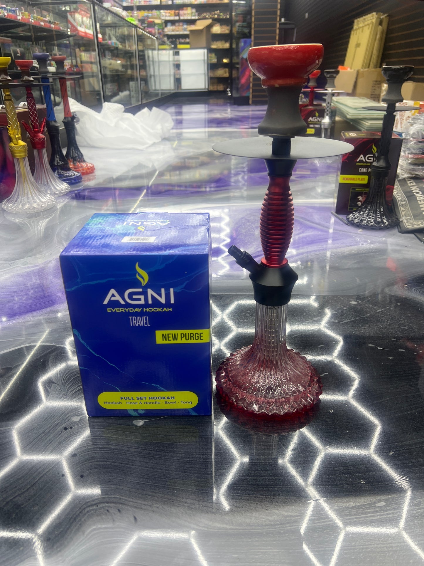Agni travel hookah red