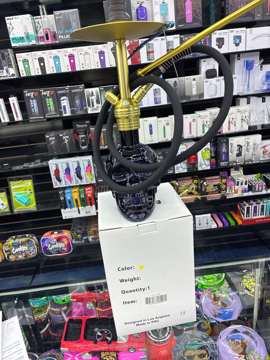 Mob skull hookah 19’ gold & black