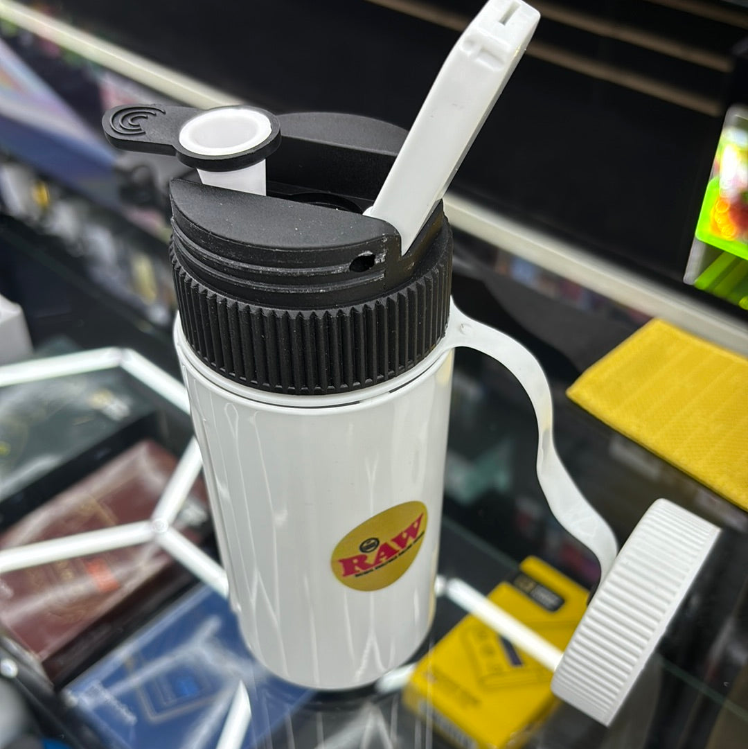 Raw fanny pack. Kit comes with portable water, jug, bong, roller scale, tray, and grinder.