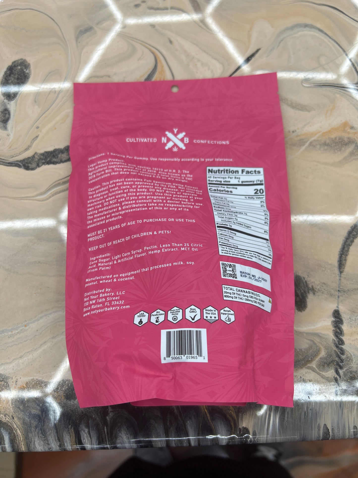 NYB jelly pure thc D9xp LR gummies 1000mg 40ct watermelon sativa