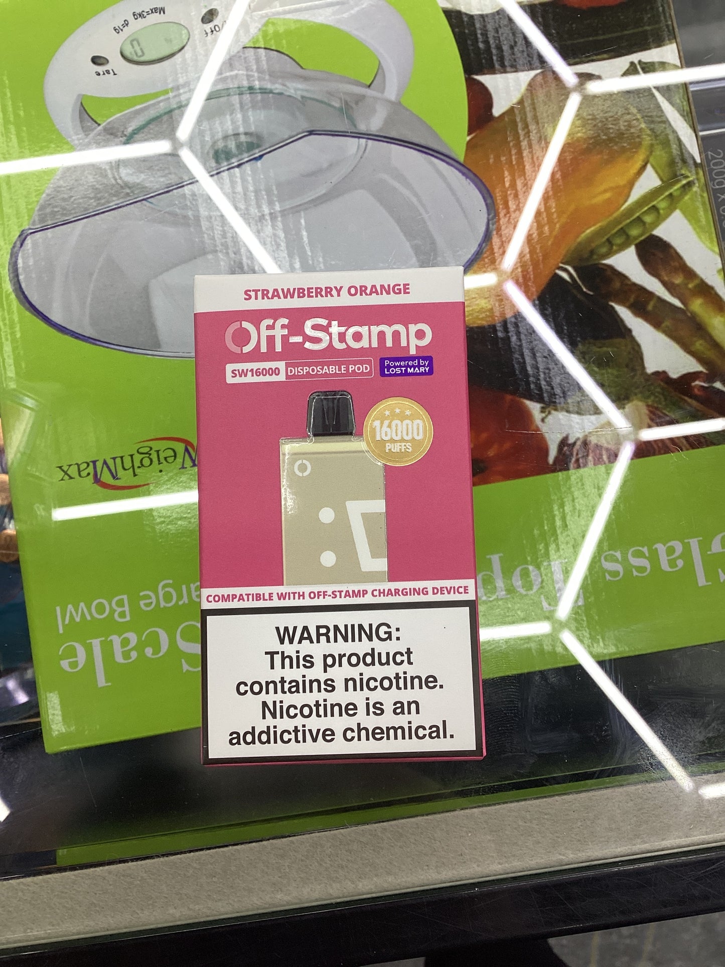 Off stamp pod strawberry orange