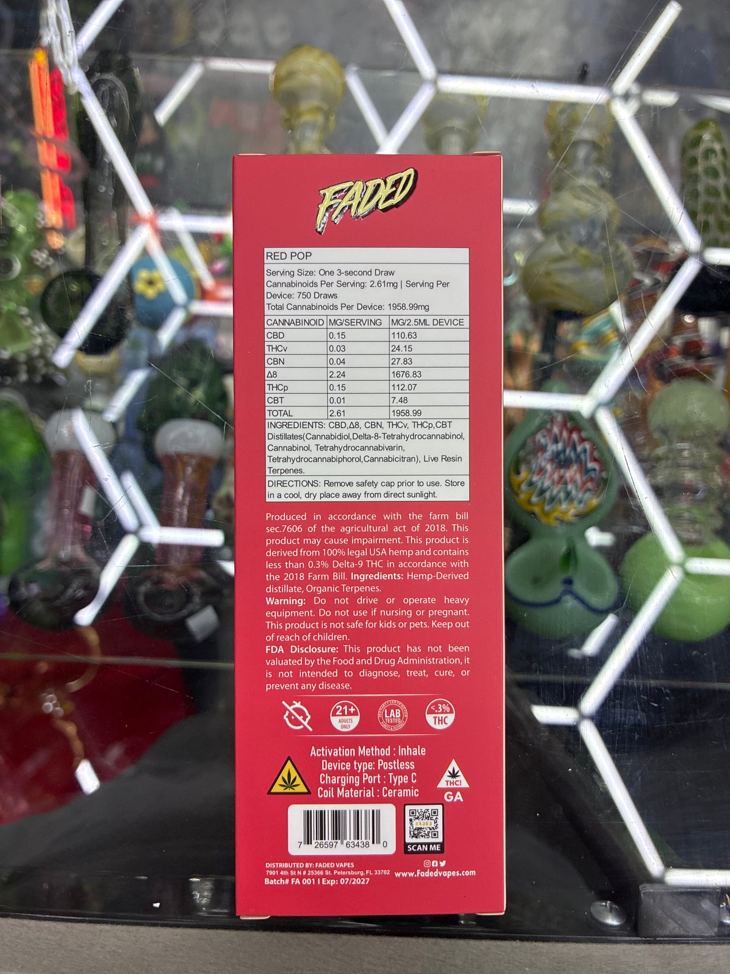 Faded thc-p + cb9a 2.5ml disposable Indica red pop