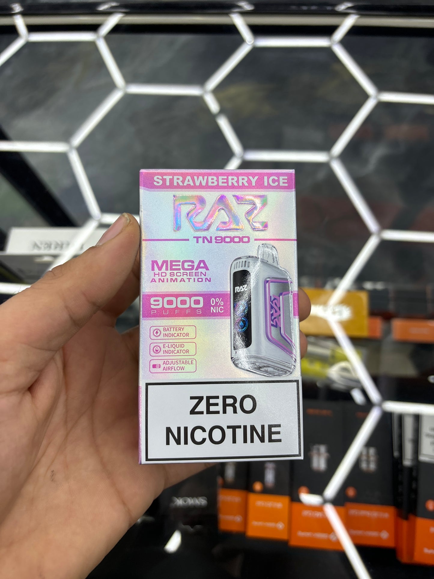 Raz 9000puffs strawberry ice zero nicotine