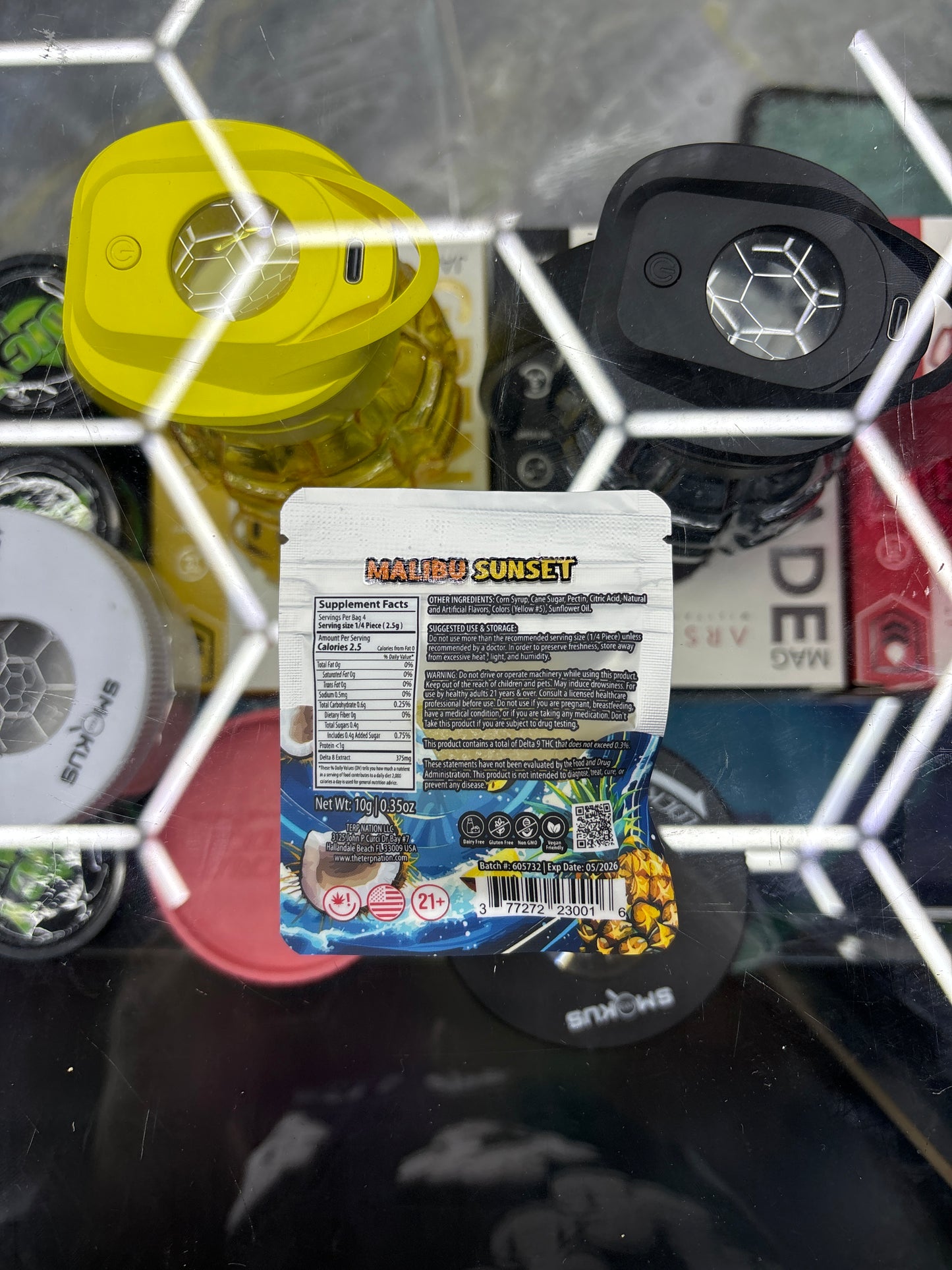 Smak’d THC infuse gummy’s 1500MG 1 gummy per bag Malibu Sunset