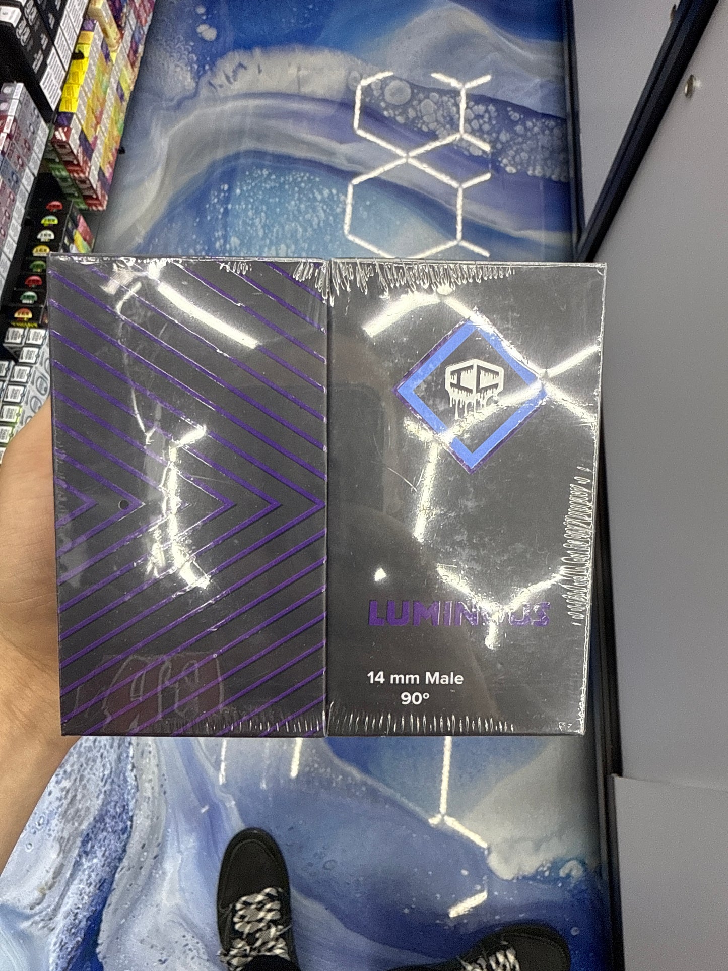 IC GLASS LUMINOUS 14MM 90D MALE QUARTZ BANGER SET | D