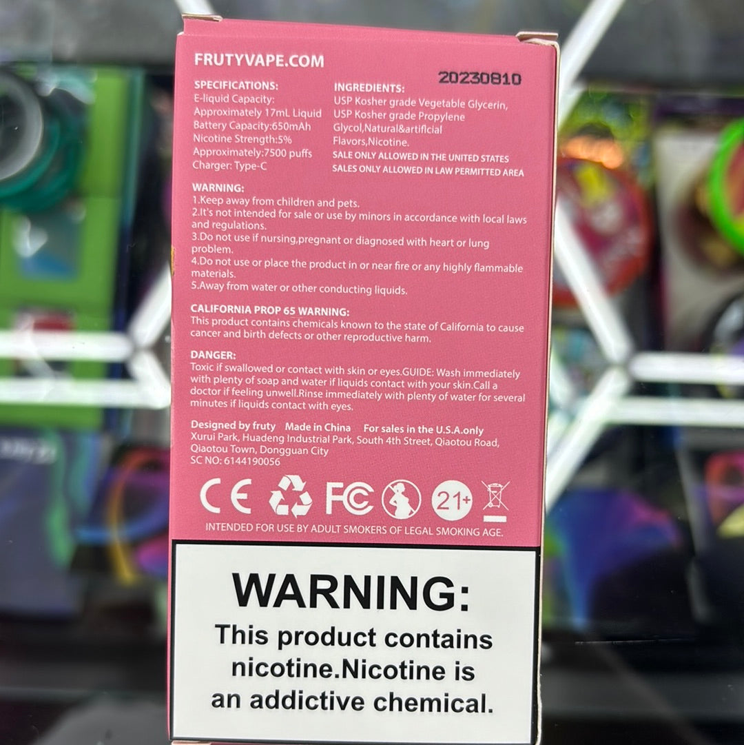 Fruty bar, 7500 puffs peach, mango, watermelon