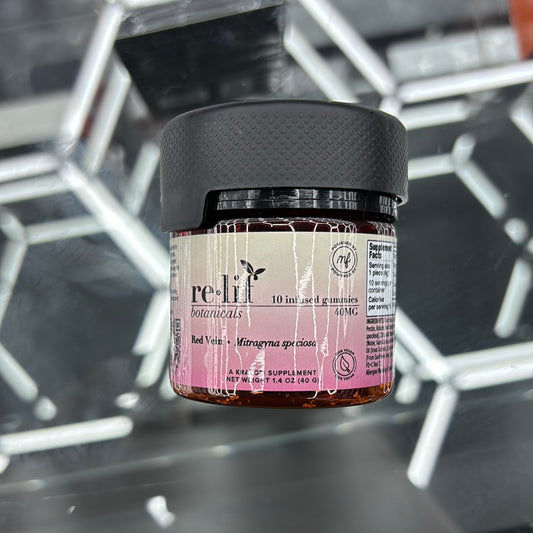 Mellow fellow, relief, botanicals, red vein, edibles, 10 infused gummy’s