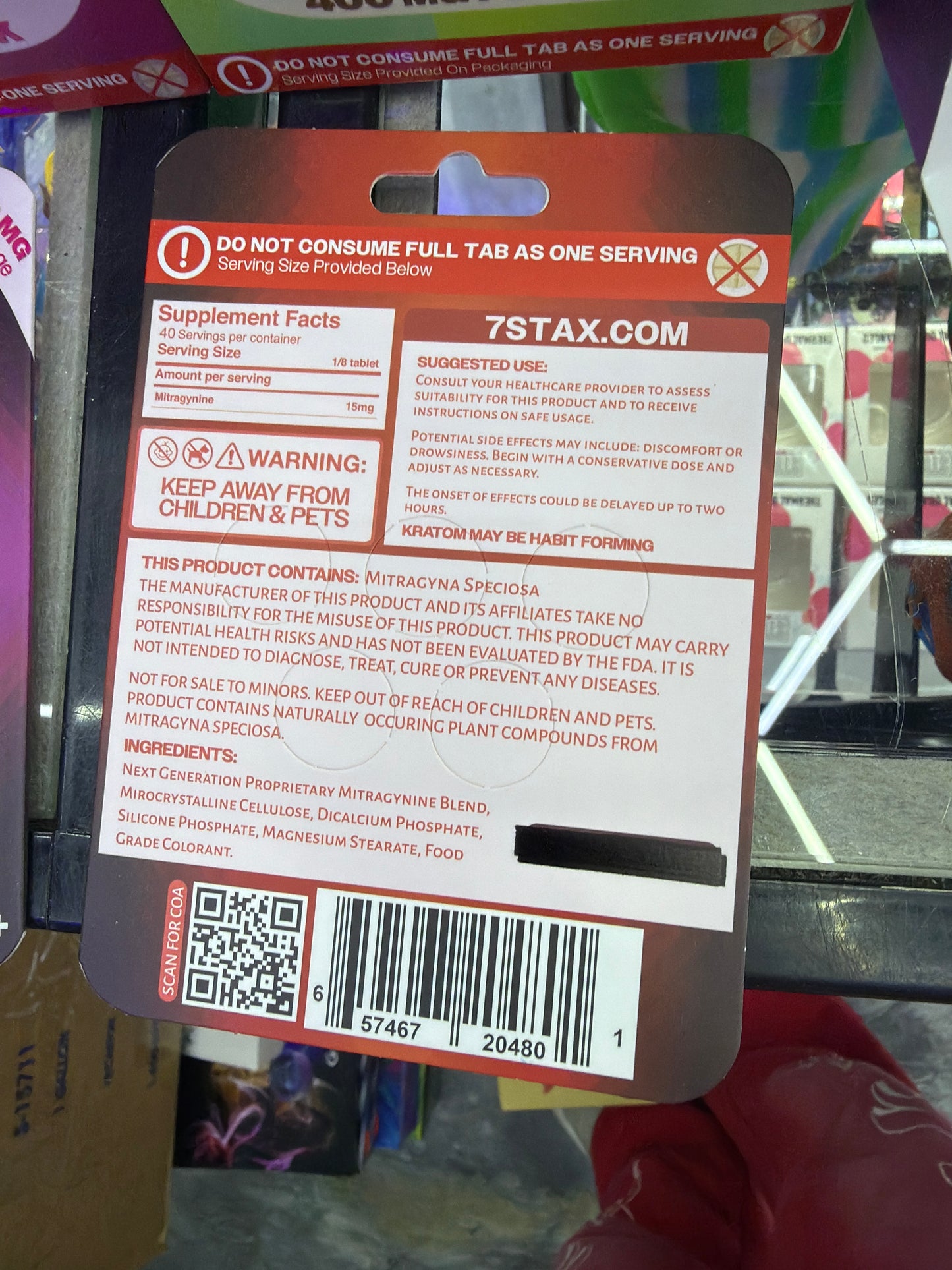 7 STAX - Kratom Extract Tablets 120mg 5ct Strawberry