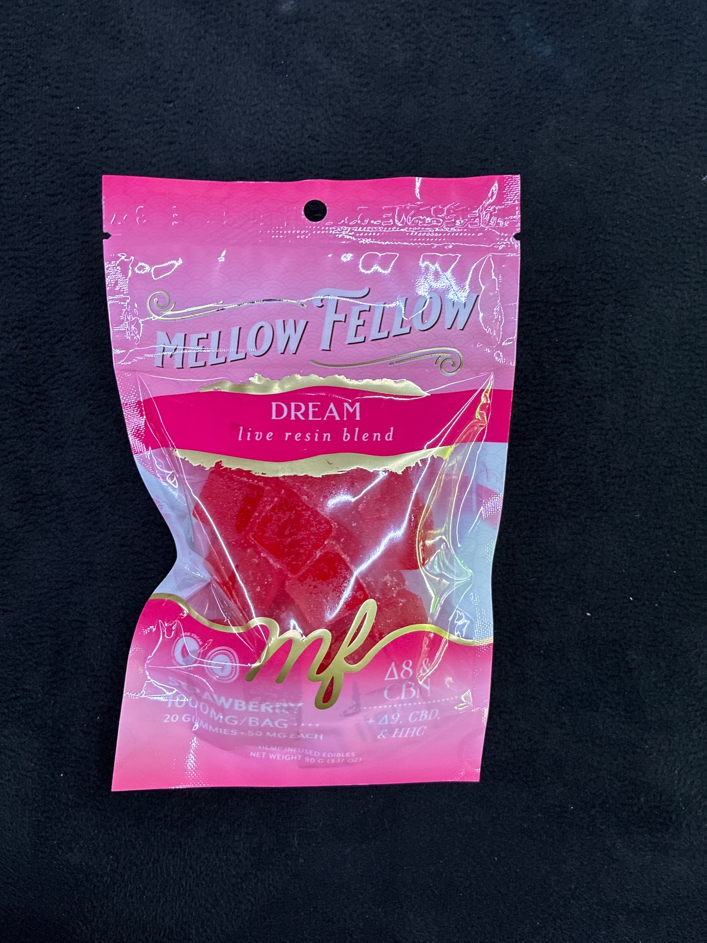Mellow fellow dream live resin blend strawberry 20 pack gummies