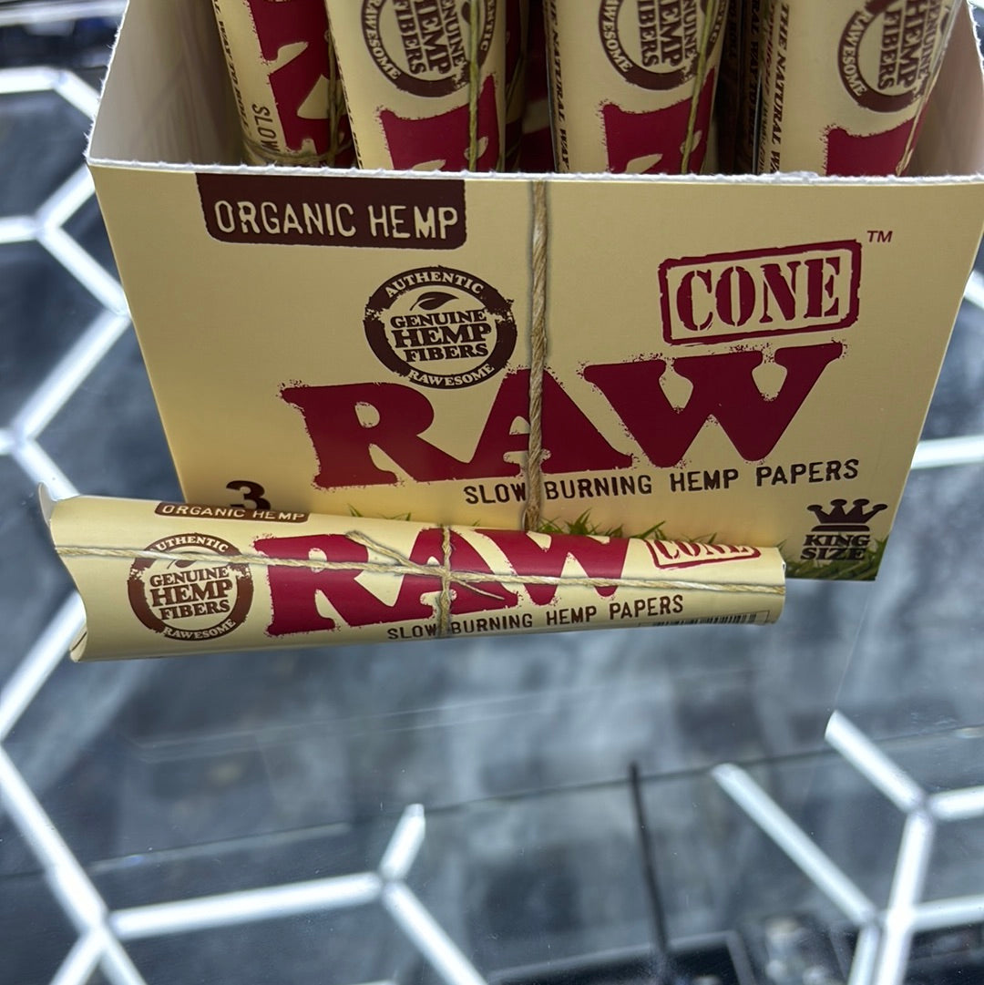 Raw organic hemp 3 pack cones