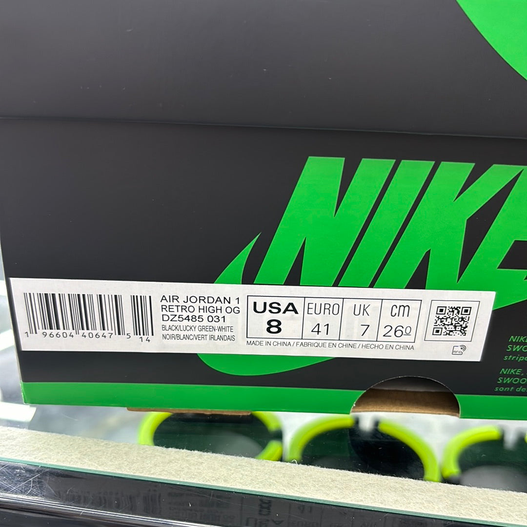 Air Jordan one retro high OG, black/lucky green – white size 8m