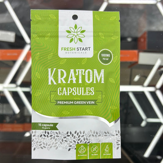 Fresh start botanicals Kratom capsules, premium green vein 15 capsules