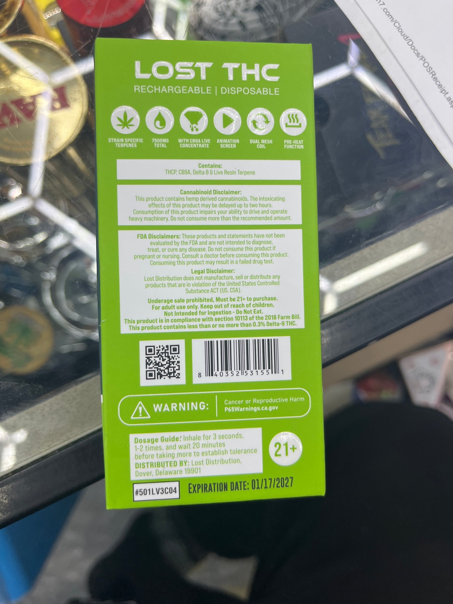 Lost thca CB9A live concentrate 7.5g green c