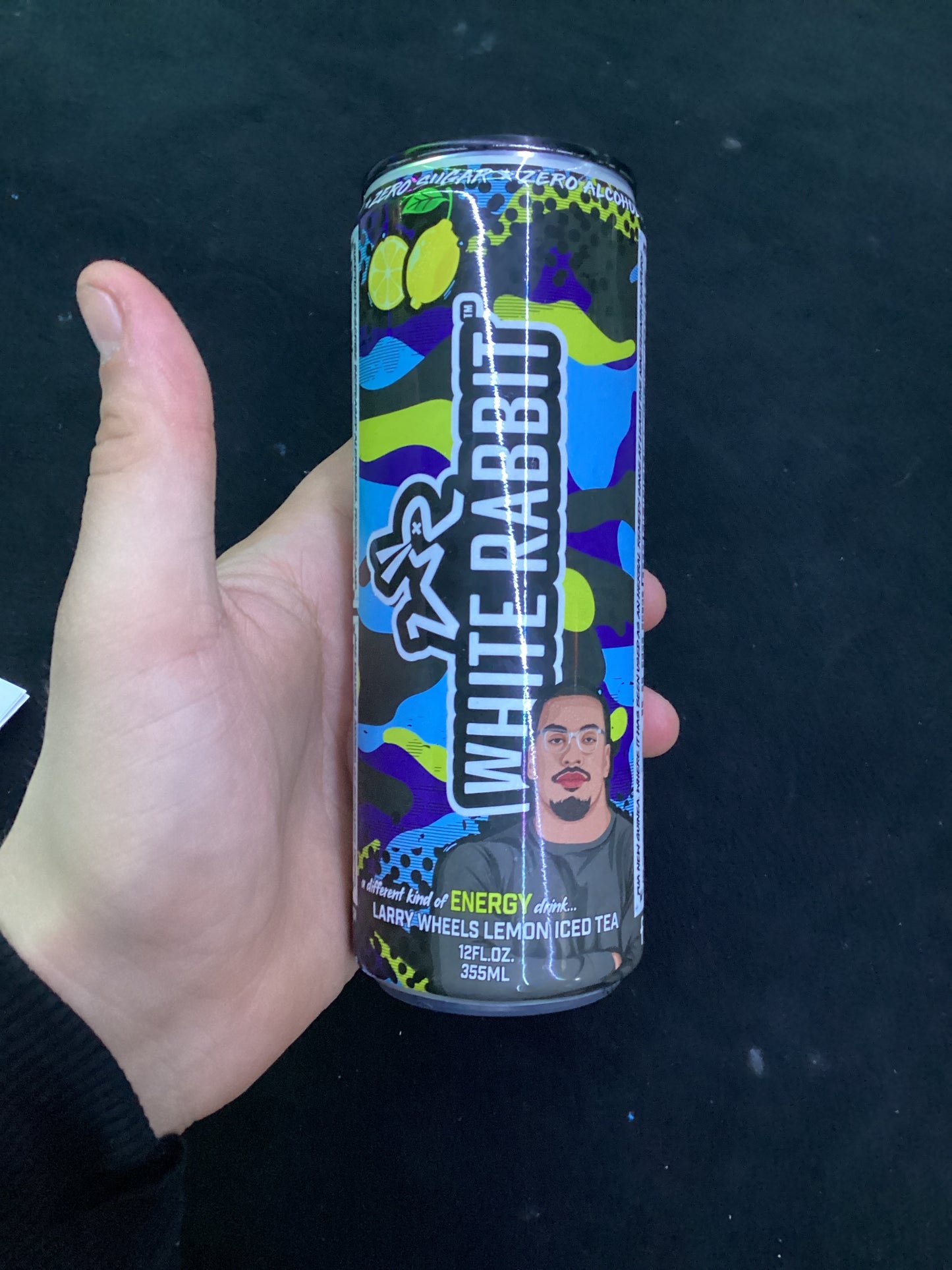 White rabbit Larry wheels lemon ice tea, Kratom seltzer