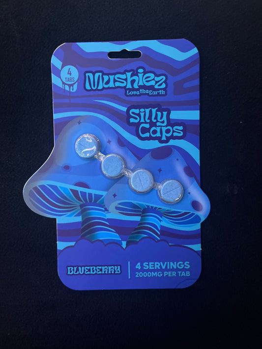 Mushies love the earth silly caps 2000mg per tablet 4pck blueberry