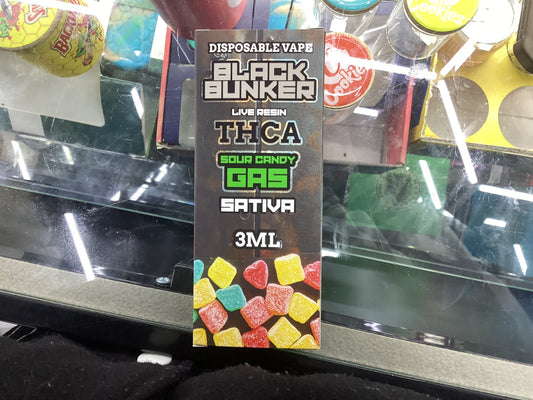 Black bunker live resin sour candy gas sativa 3ml