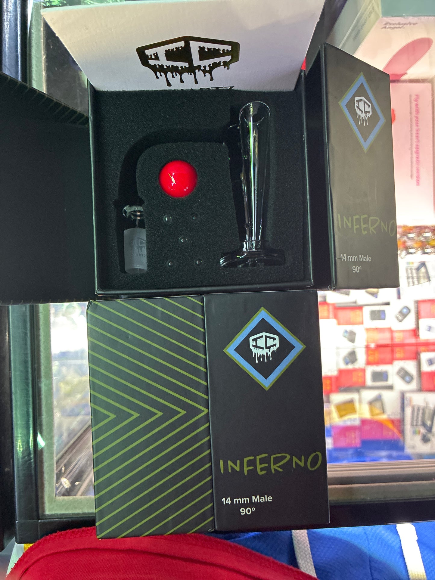 IC Quartz - INFERNO | 14mm 90D Male | Includes Character Terp Ball ,Carb cap & Dab Tool Holder