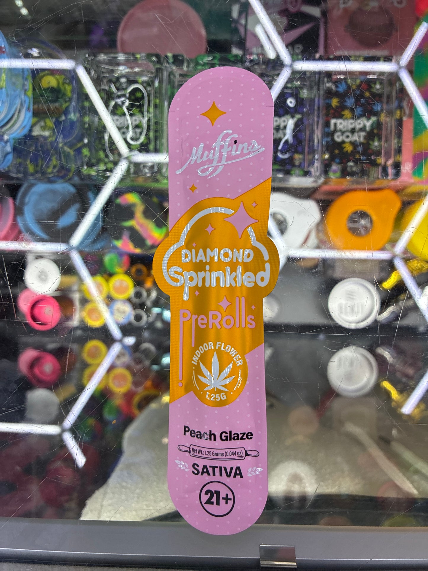 Muffin diamond sprinkled prerolls peach glaze sativa