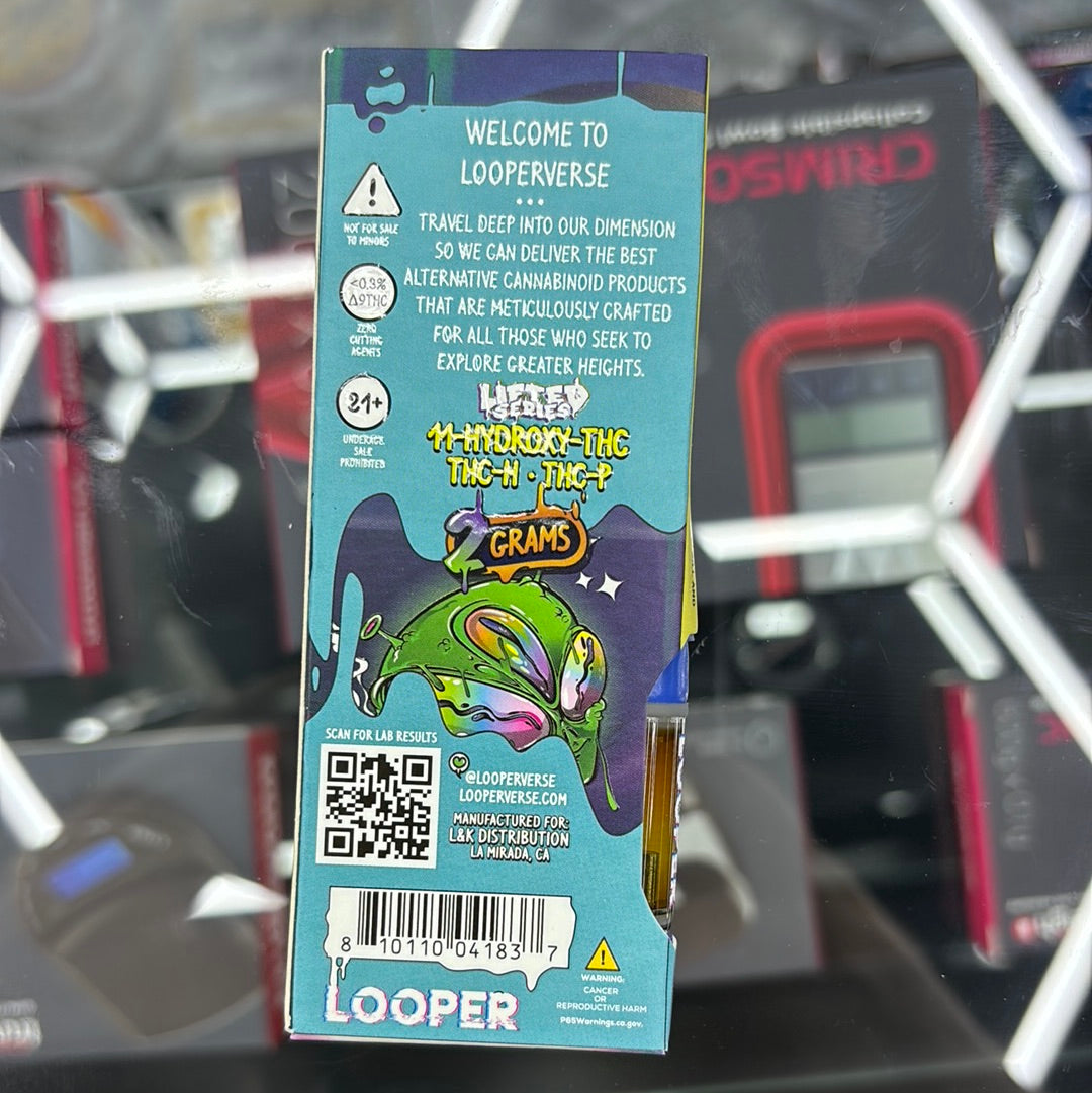 Looper lifted series, miracle alien cookies, 2g live resin vape cartridge