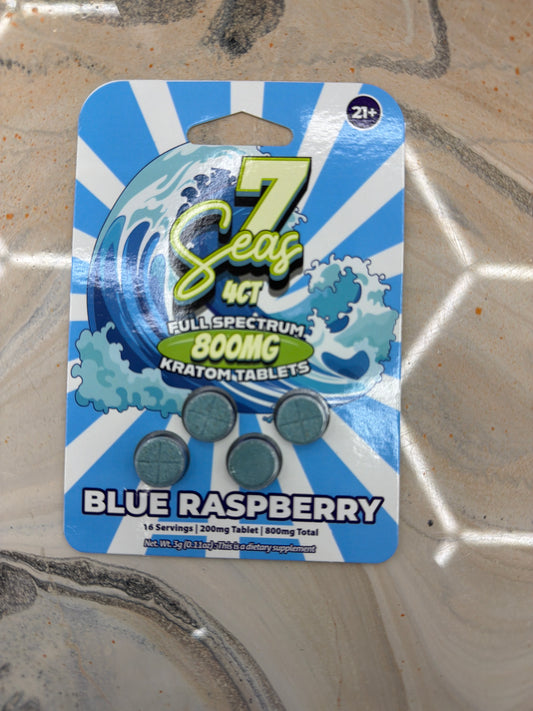 7 seas 4ct full spectrum 800mg kratom tablets blue raspberry