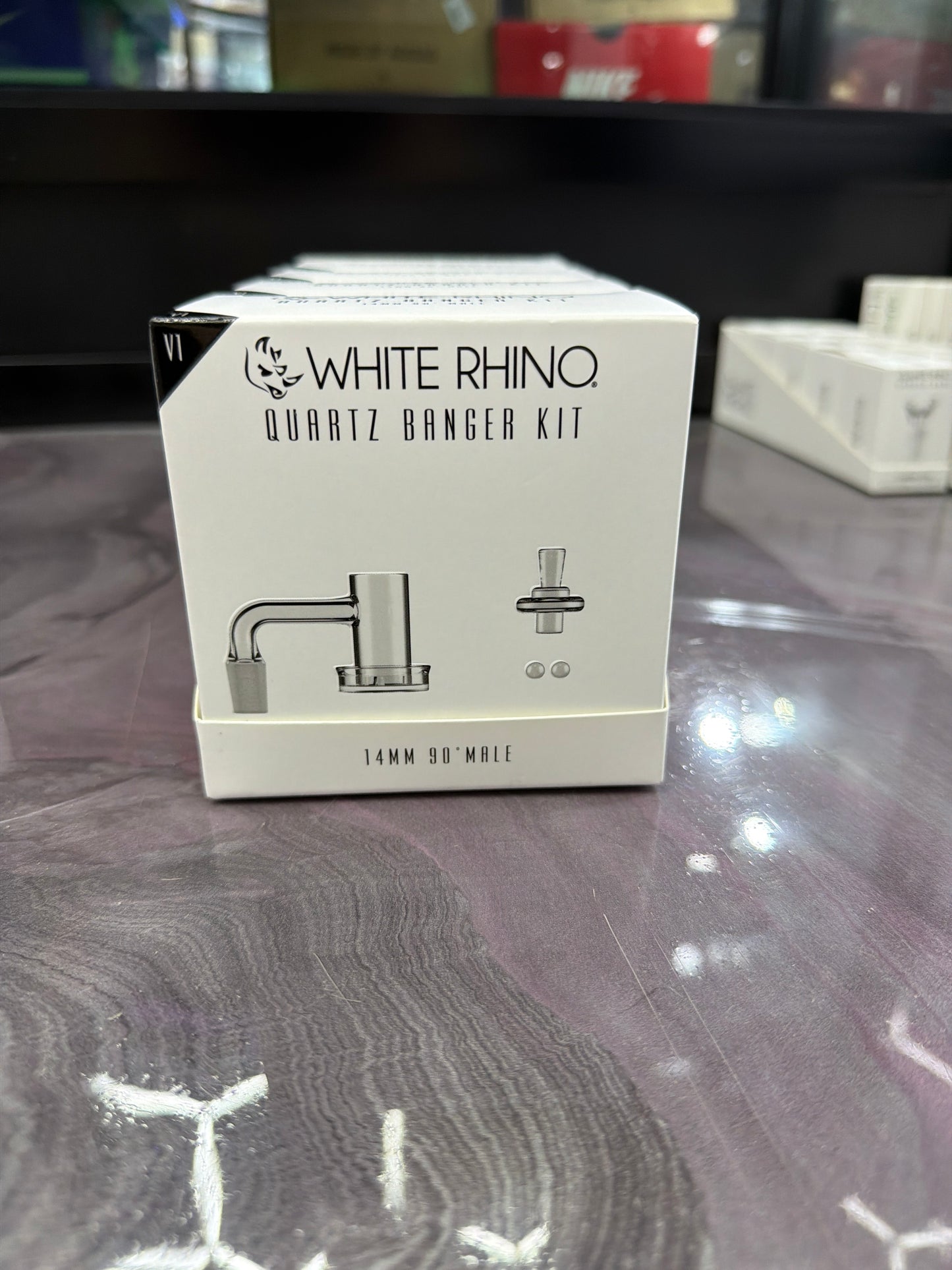 White Rhino 14MM 90° Terp Slurper Quartz Banger Kit with Carb Cap & Terp Balls - V1