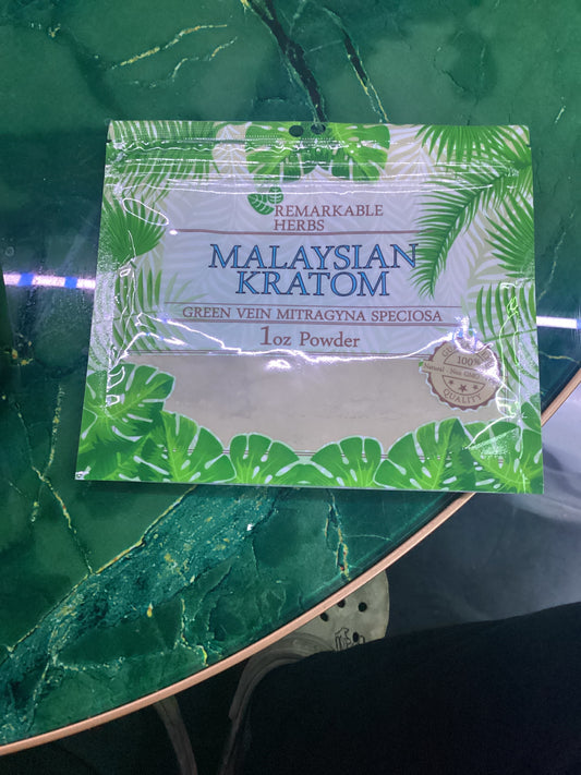 Remarkable herbs, malayslan Kratom , green vein mitragyna speciosa 1oz powder
