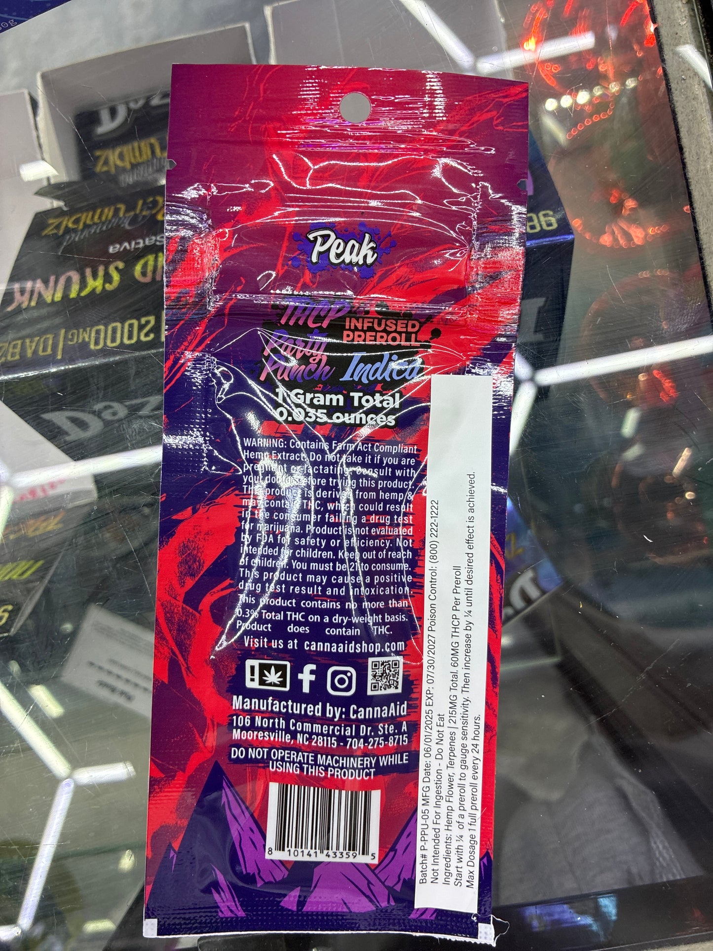 Peak thcp party punch indica 1g preroll