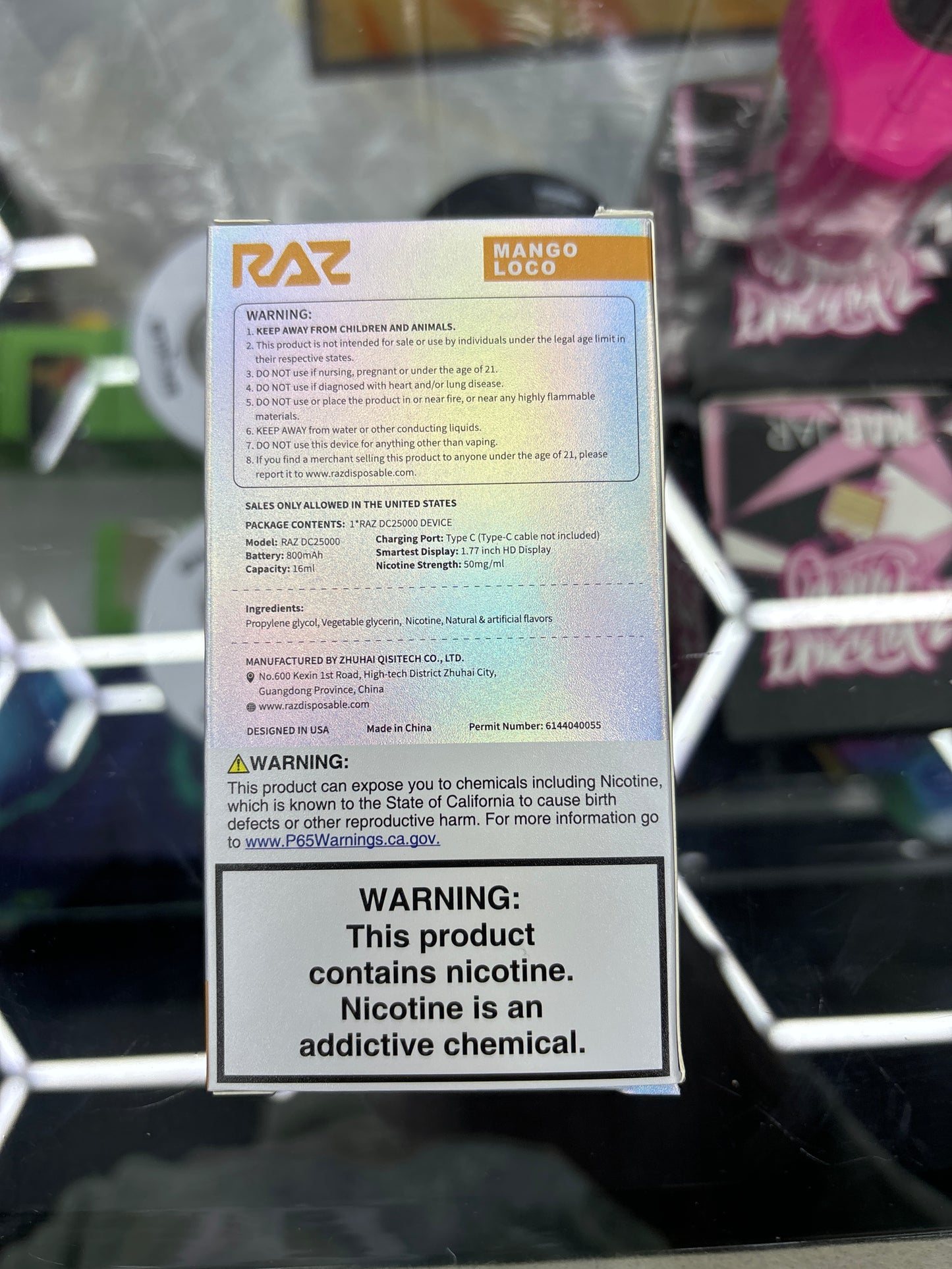 Raz dc25000 25k puffs mango loco