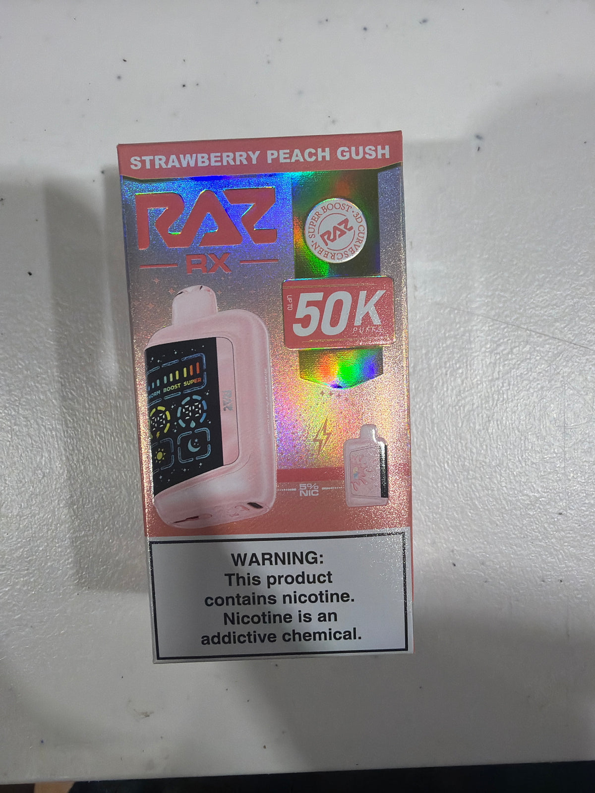 Raz Rx 50k Puffs strawberry peach gush