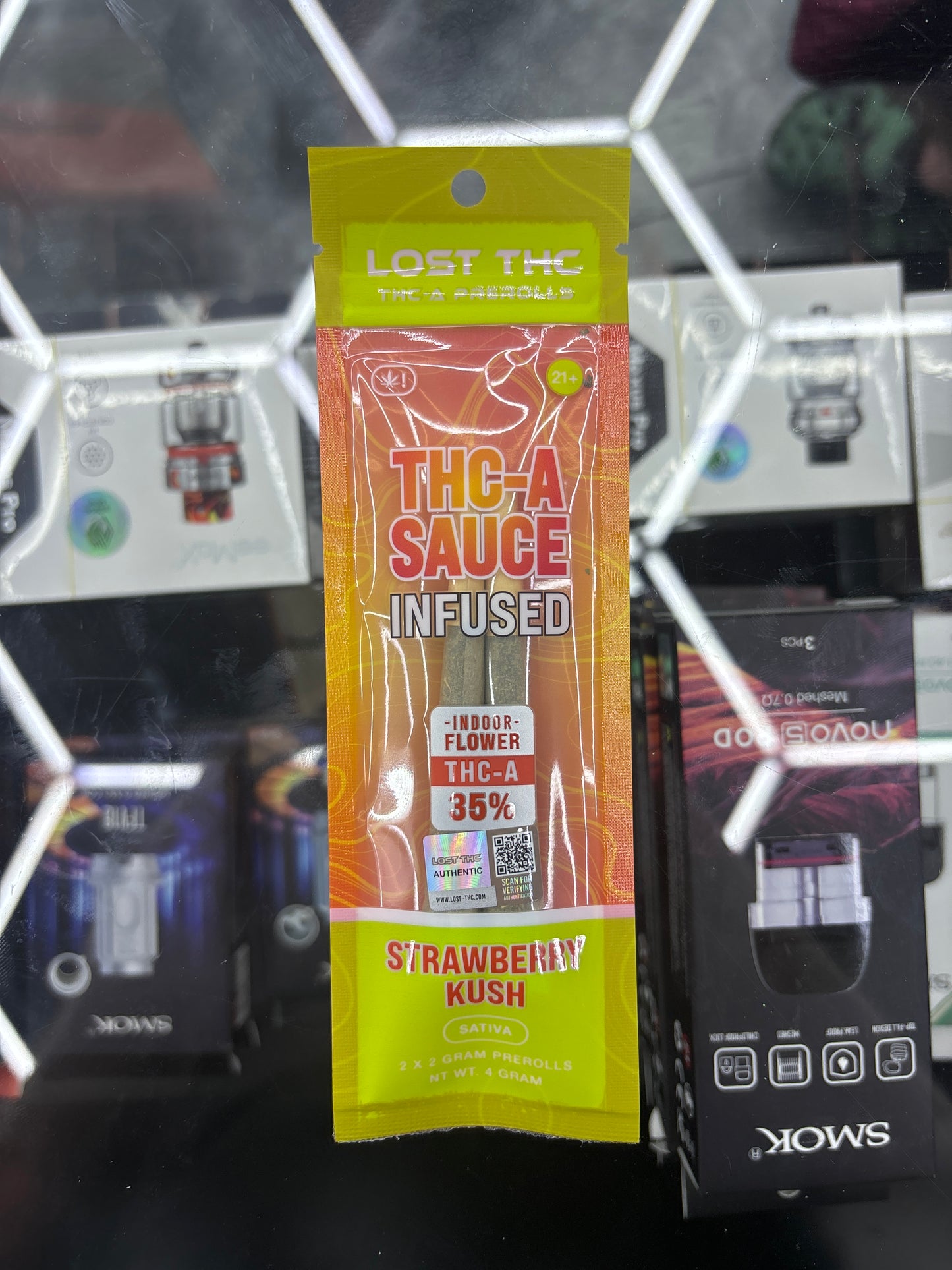 Lost thc-a pre-rolls, thca sauce, infuse strawberry Kush sativa