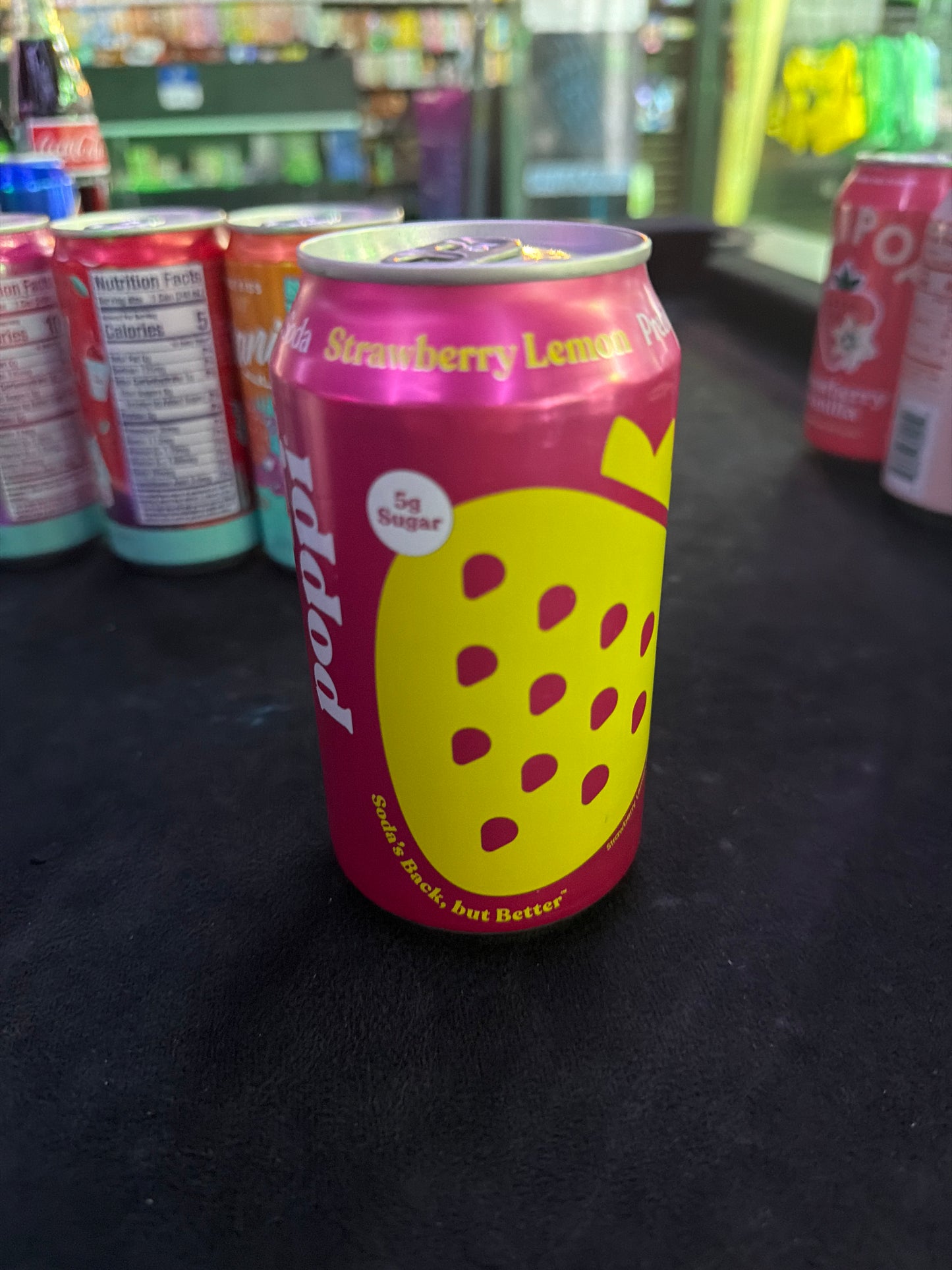 Poppi strawberry lemon prebiotic soda