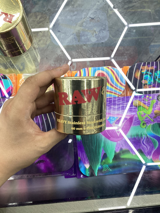 Raw grinder, heavy stainless steel with gold plating 60 mm four piece grinder