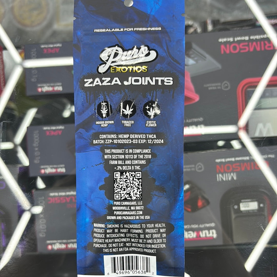 Puro exotics Zaza joints jet fuel 2.5G pre-rolls hybrid