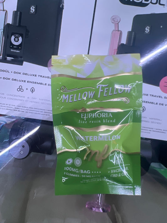 mellow fellow euphoria live resin blend 2ct 100mg watermelon