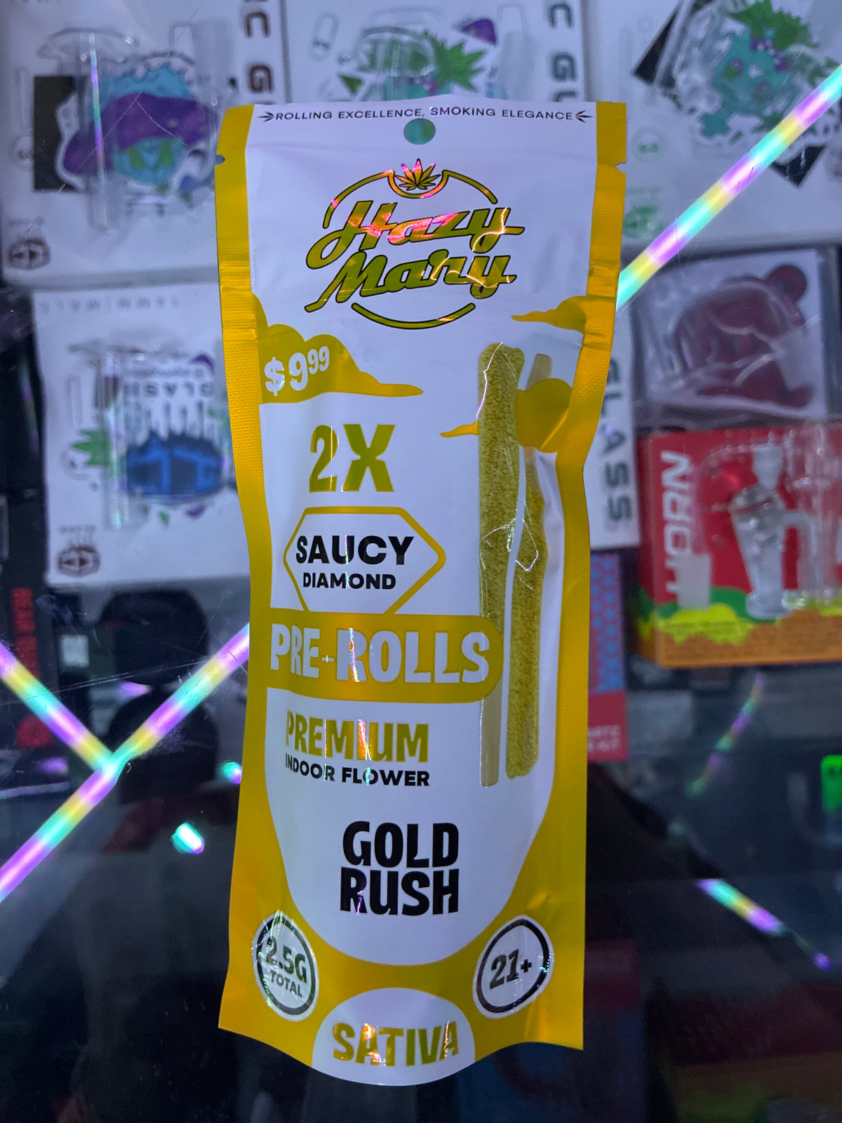 Hazy Mary 2x saucy diamond pre-roll 2.5g gold rush sativa