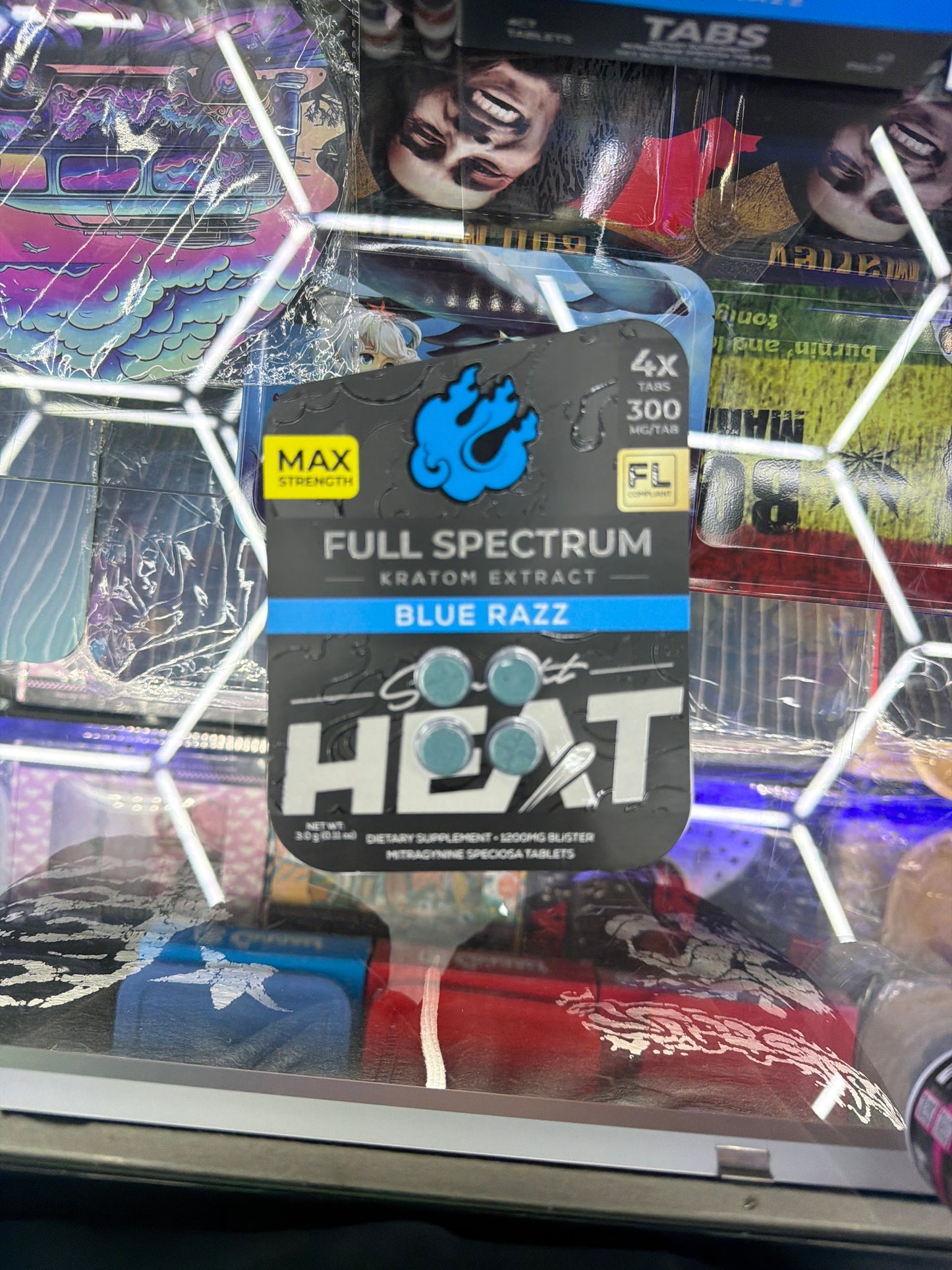 Heat full spectrum kratom extract 300mg x 4ct Blue razz