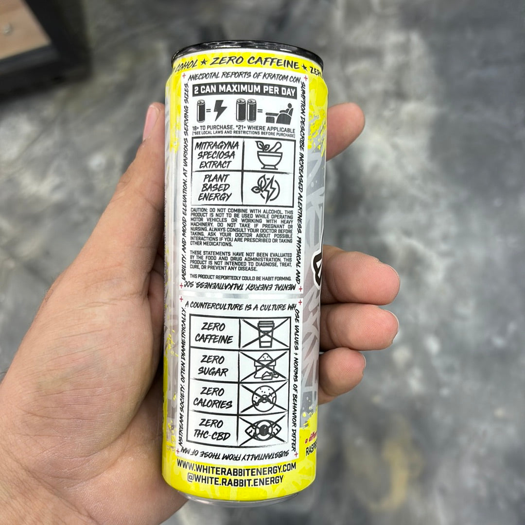 White rabbit, raspberry lemonade, Kratom seltzer