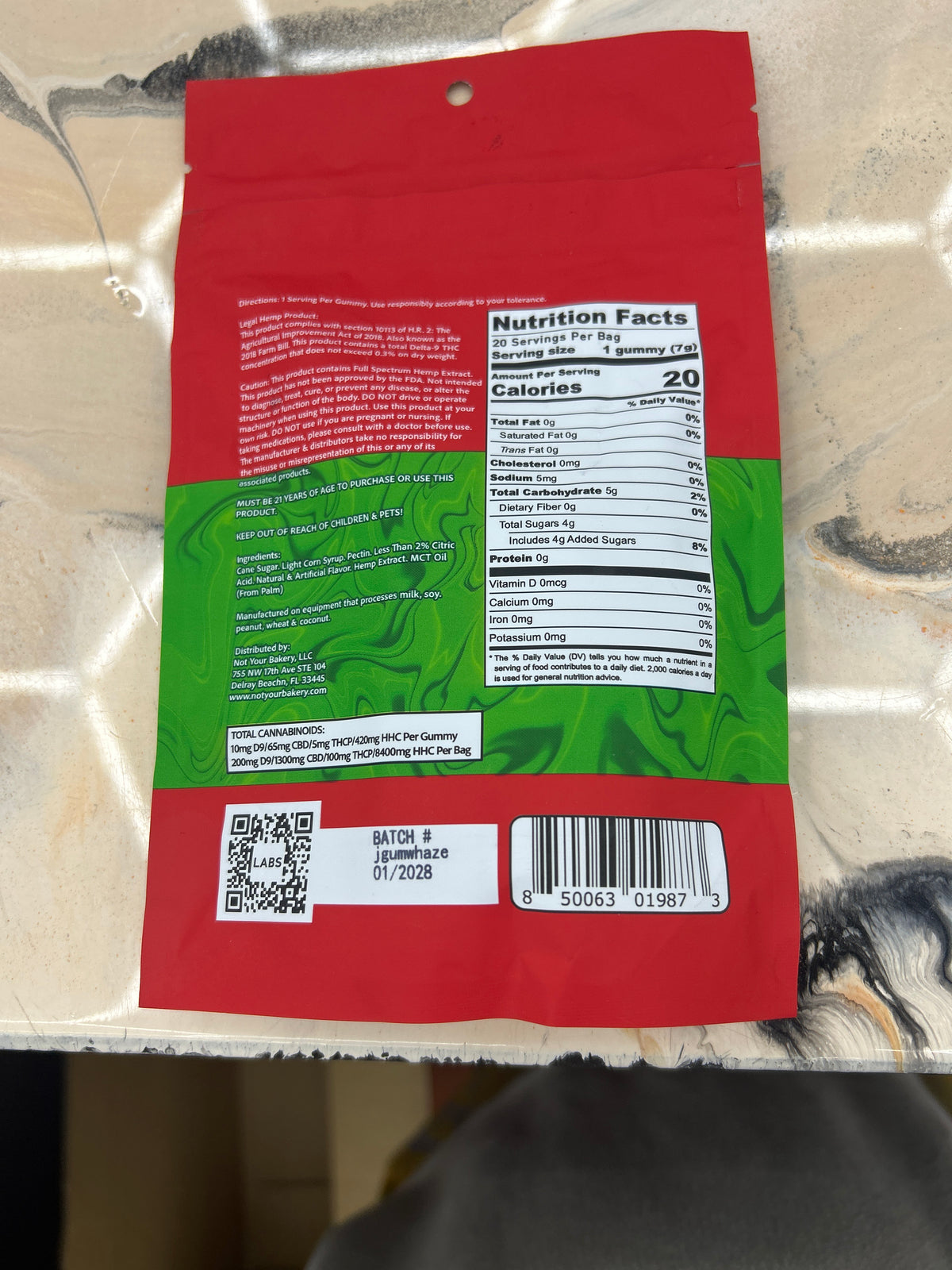 NYB jelly THCP gummies live rosin 10,000mg total 500per gummy watermelon haze hybrid
