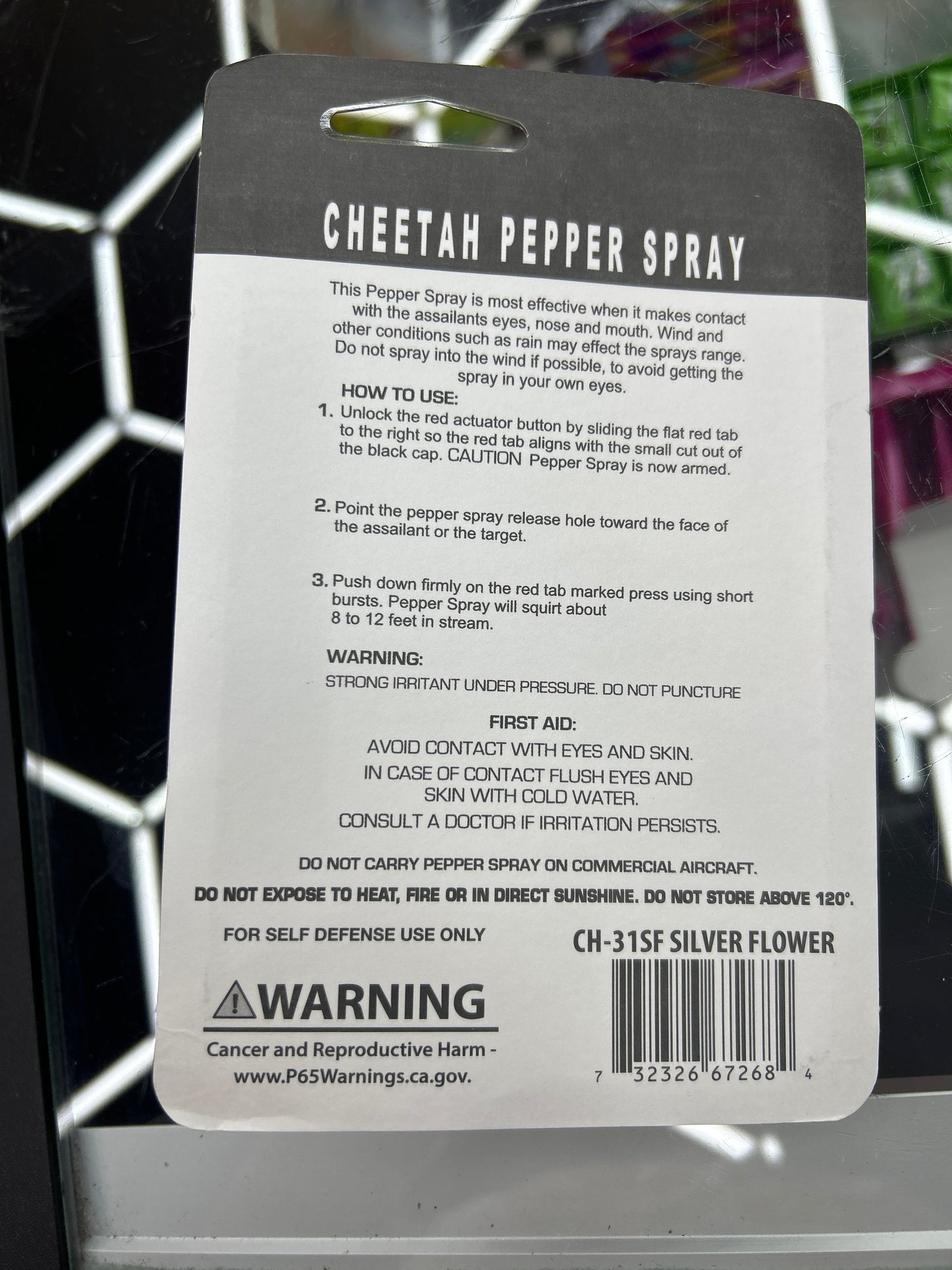 Cheetah Pepper spray defense spray silver flower