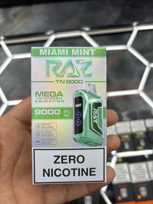 Raz 9000puffs miami mint zero nicotine