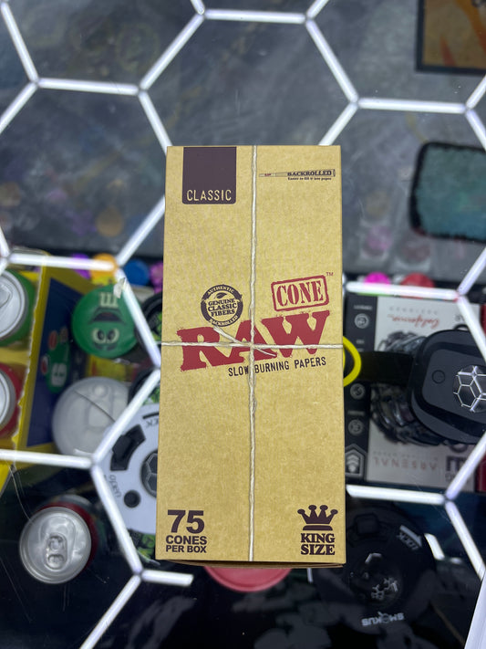 Raw classic 75 cones per box king size