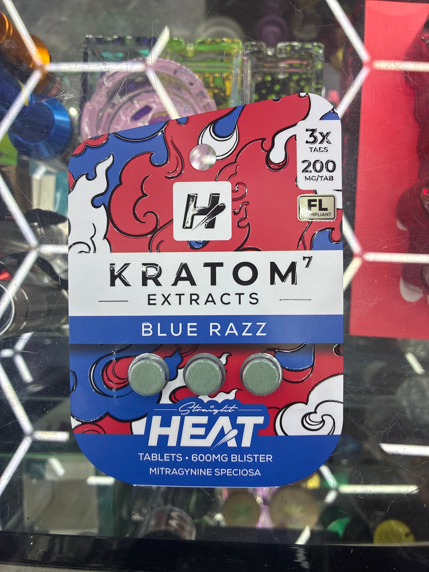 Heat kratom extracts blue razz 200mg x3ct