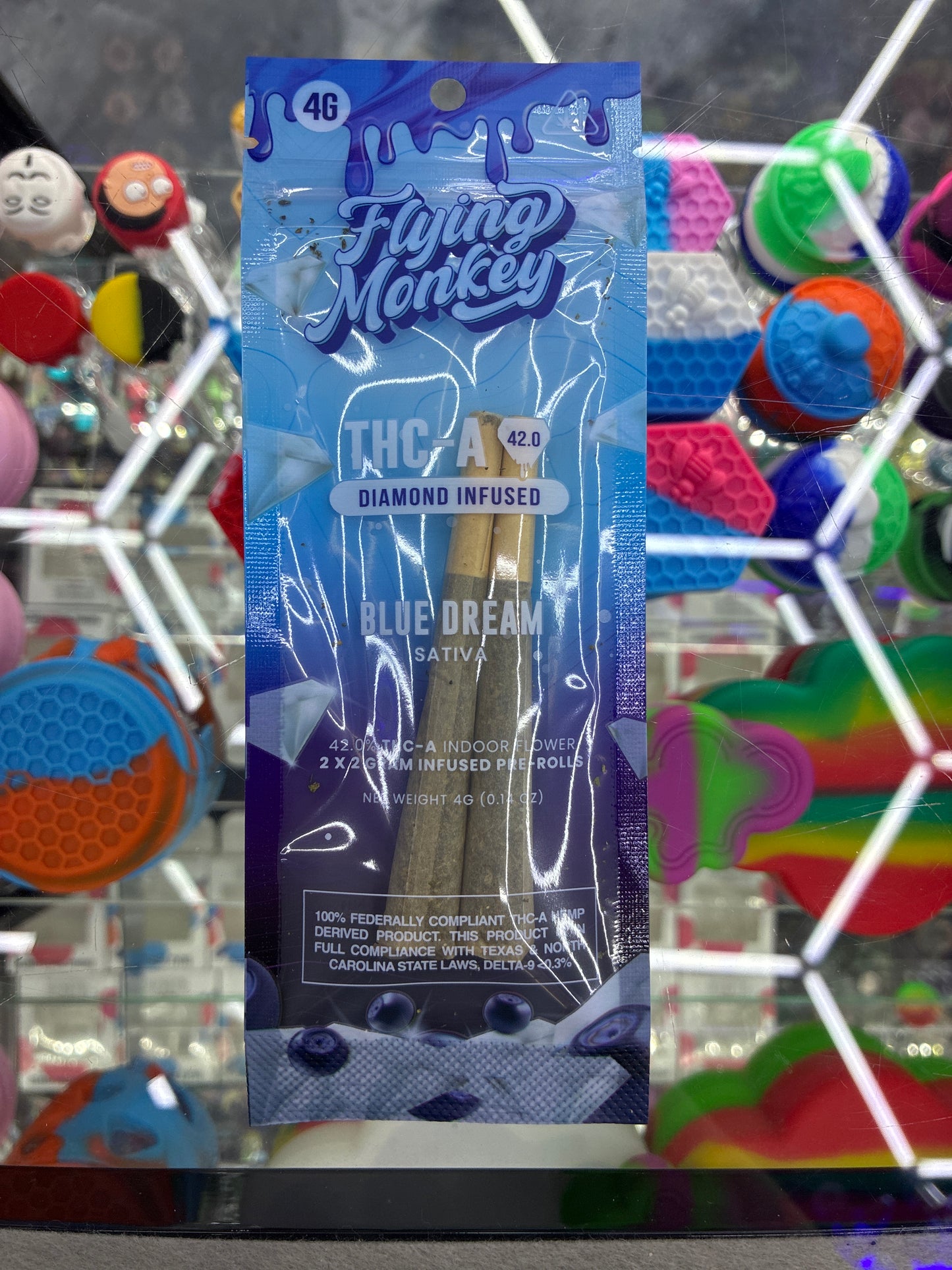 Flying monkey thca diamond infused prerolls blue dream sativa 2 pack