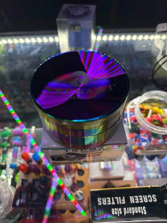 Tsunami dry herb grinder rainbow 100mm