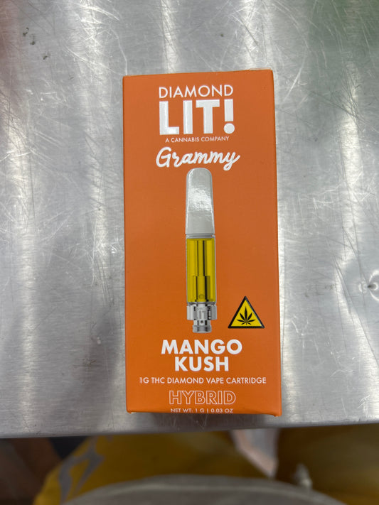 Diamond lit! Grammy 1g cartridge mango kush hybrid