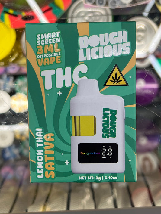 Doughlicious disposable vape thc-a blend 3ml lemon thai sativa