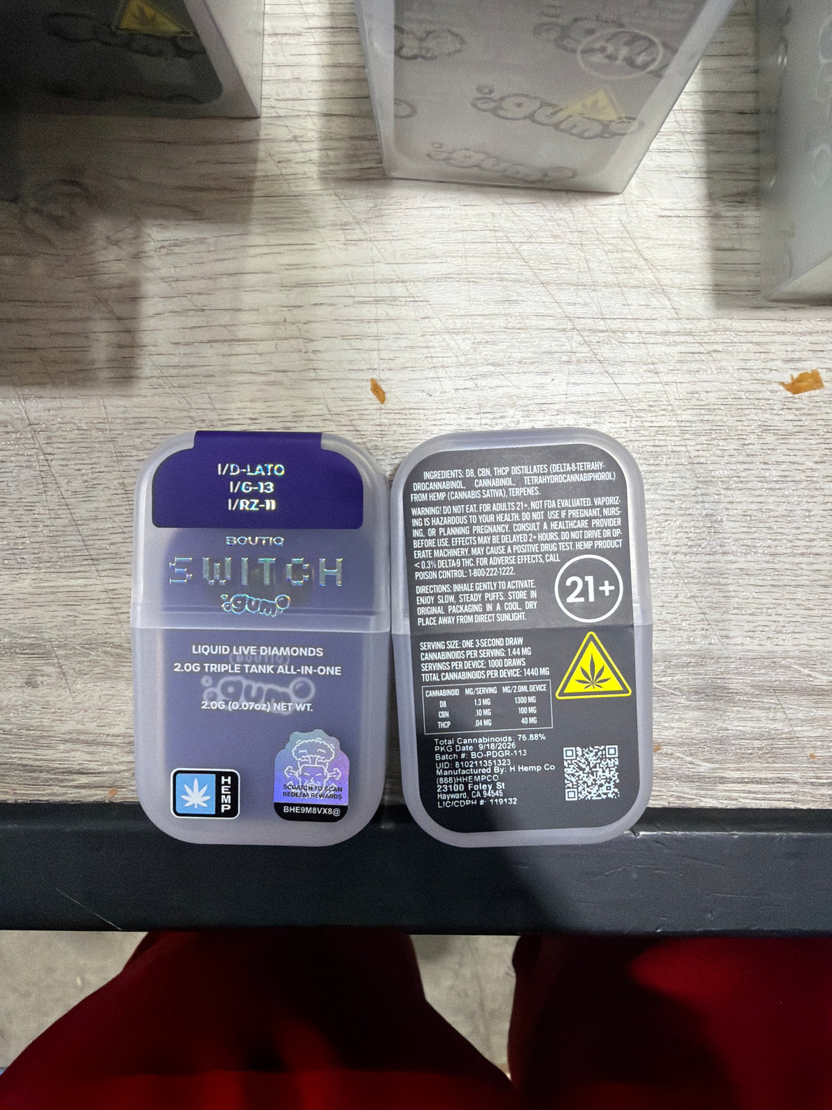 Boutiq Switch Gum 2.0g Triple Tank All In D-Lato I/ G-13 I/ RZ-11 I