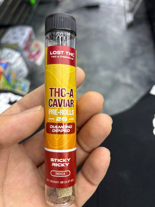 Lost thc-a Diamond dipped 2G pre-roll sticky ricky indica