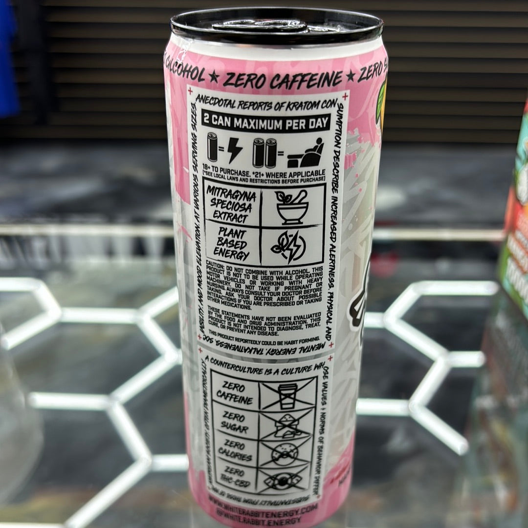 White rabbit, mango berry, Kratom seltzer