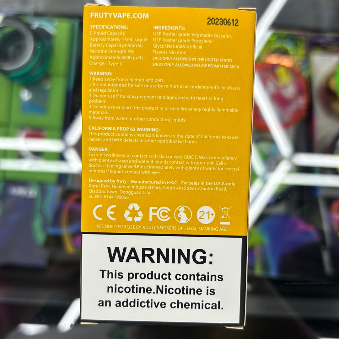 Fruity bar, 6000 peach, pineapple, mango